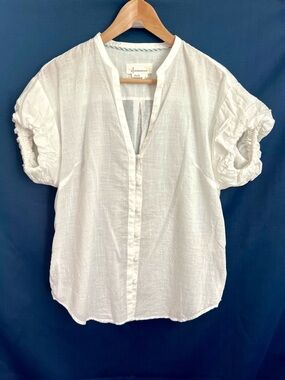 Anthropologie Lightweight White Puff Sleeve Top, Size S
